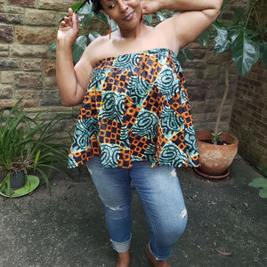 Ankara African Wax Print Crop Top Tube Top / Skirt